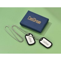 Cooldream Hip Hop Military Army Style Carbon Fibe Dog Tags Pendant Necklace for Men Women